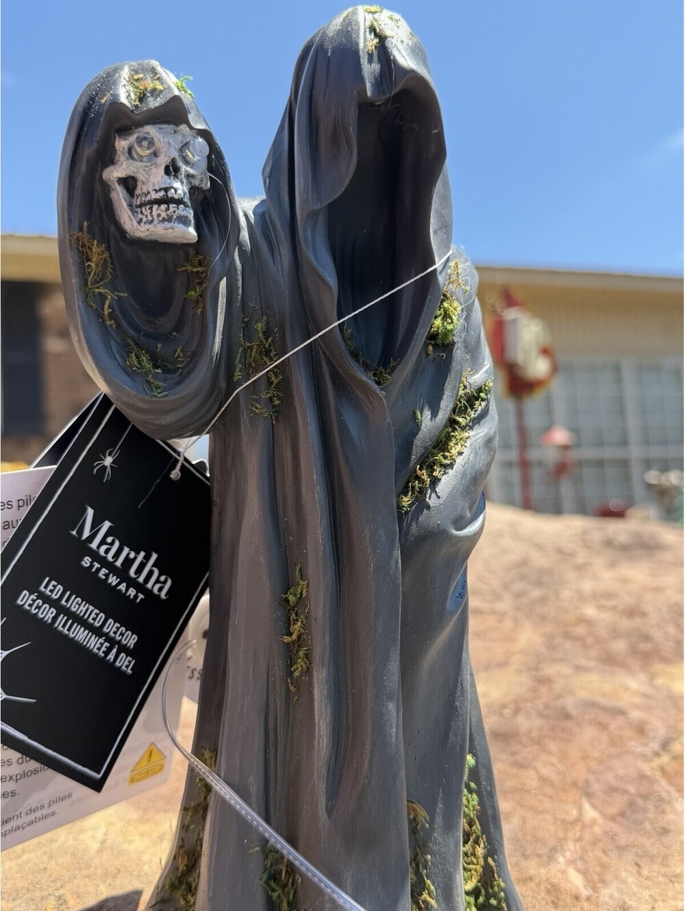 Martha Stewart LED Lighted Halloween Grim Reaper Skull 11 INCHES NWT